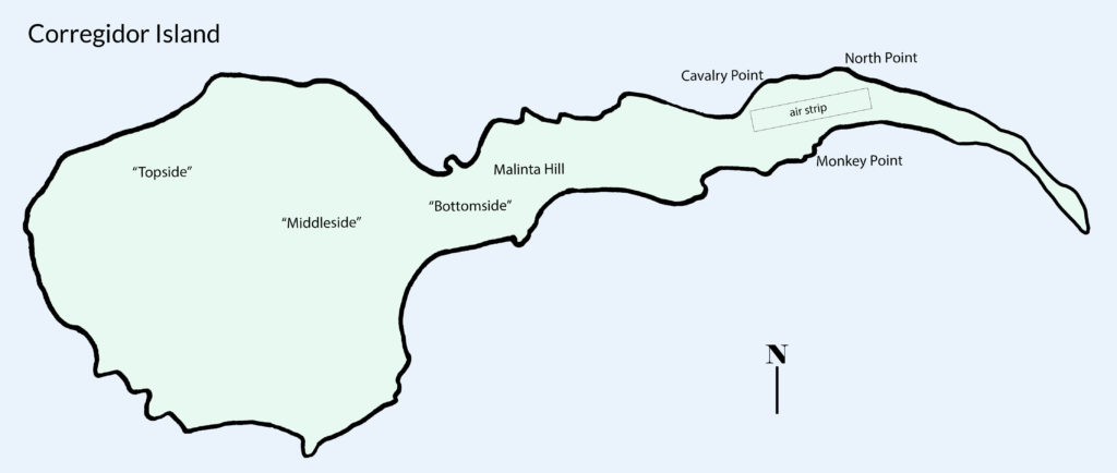 Map of Corregidor island during WW2
