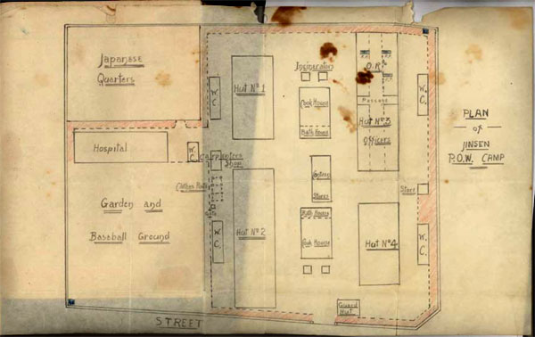Diagram of Jinsen Korea POW Camp during WW2 in the Pacific