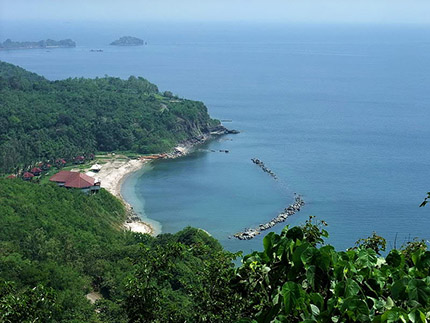Modern-day view of Army 92nd Garage area from Malinta Hill on Corregidor island, The Philippines