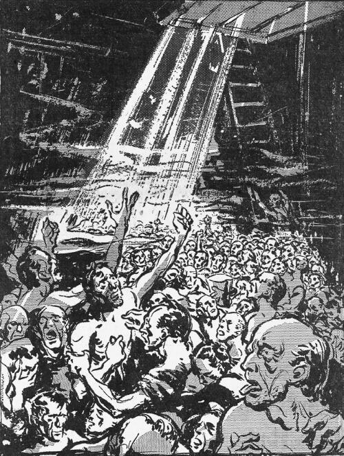Drawing of American POWs on hell ship Oryoku Maru during WW2