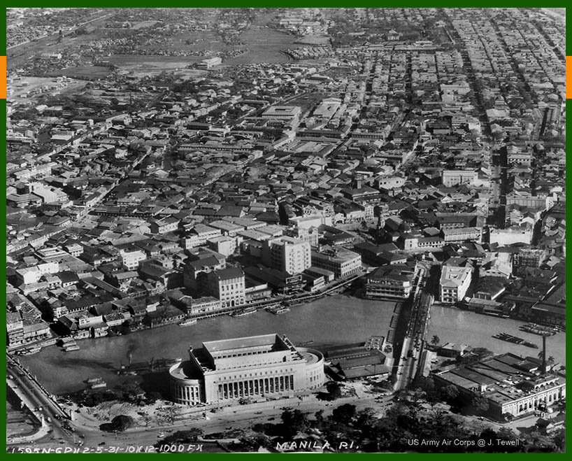 Aerial view of Manila in The Philippines before WW2