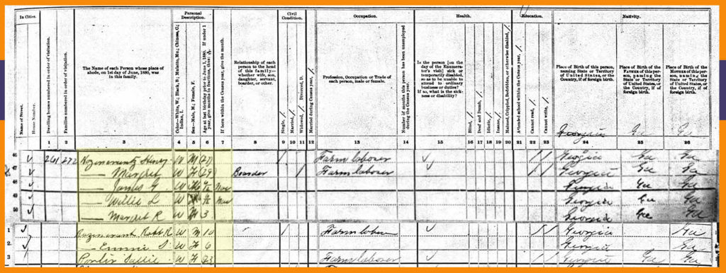 1880 US census entry for Rosencrantz family
