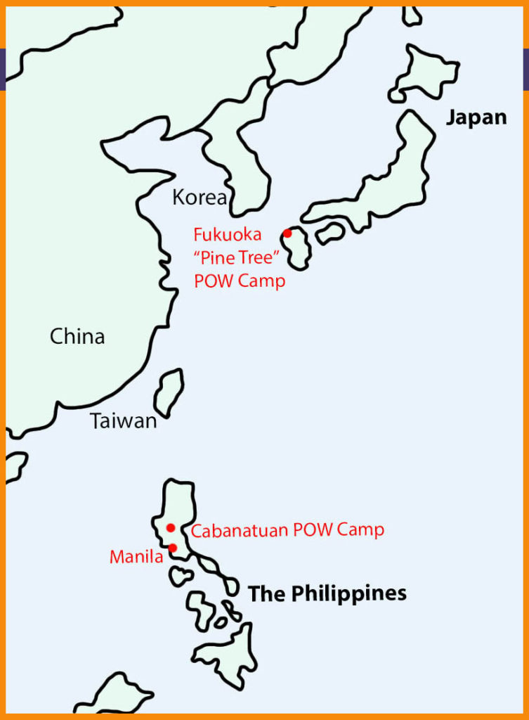 Map of POW camps where Benjamin Andrew Rush stayed during WW2
