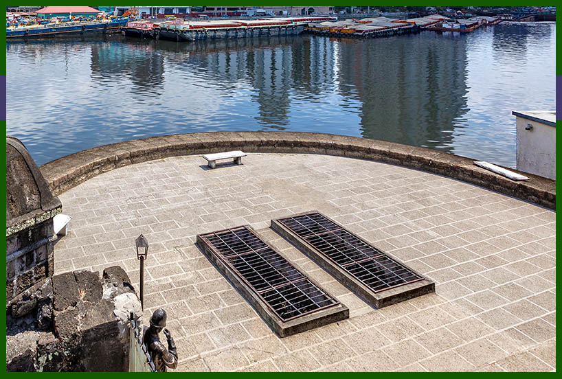 Grates above dungeons at Fort Santiago in Manila The Philippines