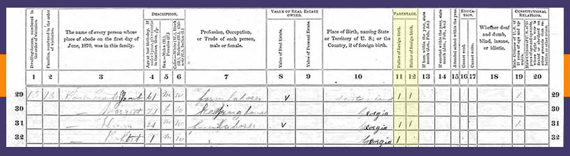 1870 US census entry for Rosencrantz family