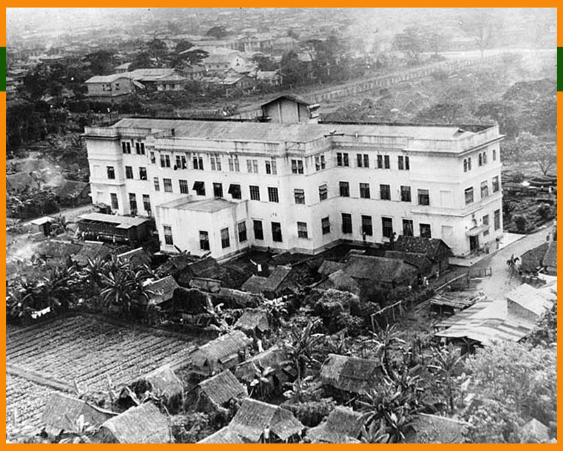 Santo Tomas Internment Camp with shanties in Manila during WW2