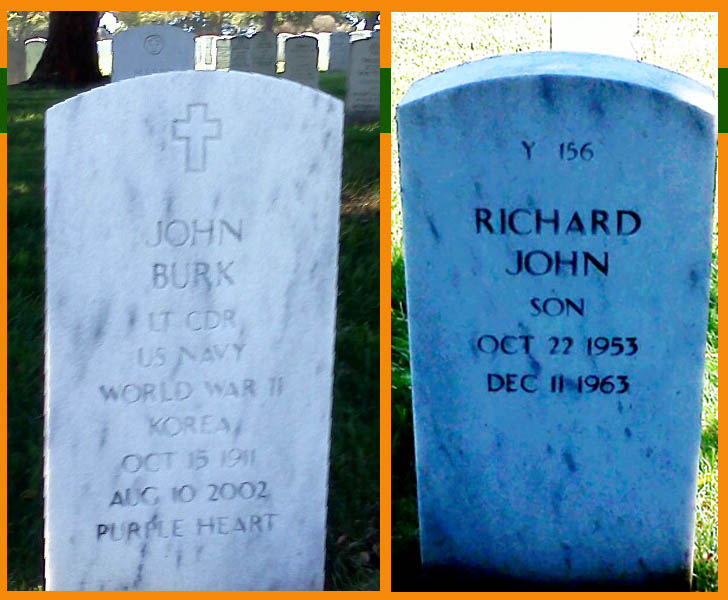 Grave markers for John Burk and son Richard
