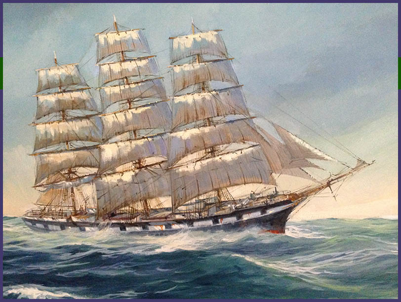 Painting of the Lornty merchant sailing ship from Liverpool England