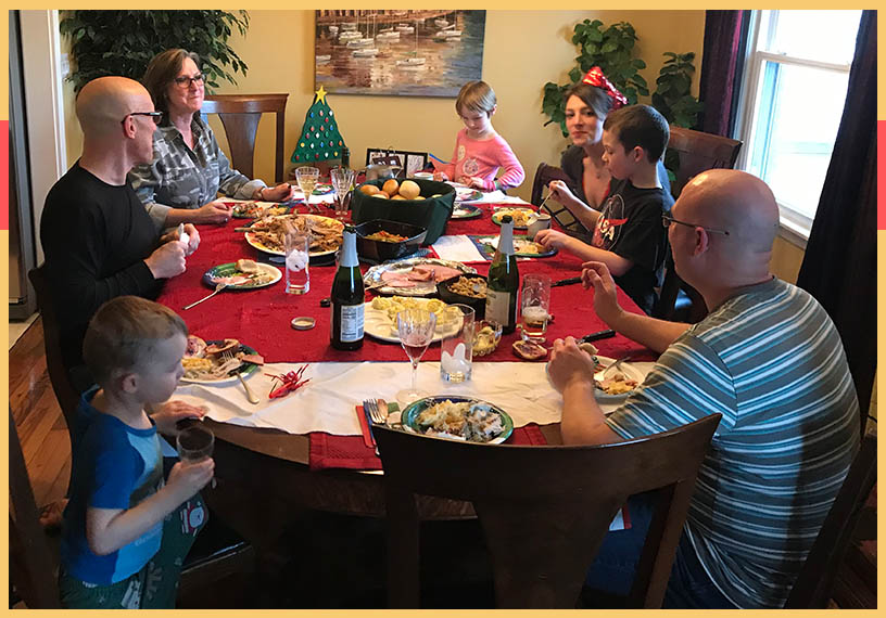 Christmas dinner around the refinished family heirloom table