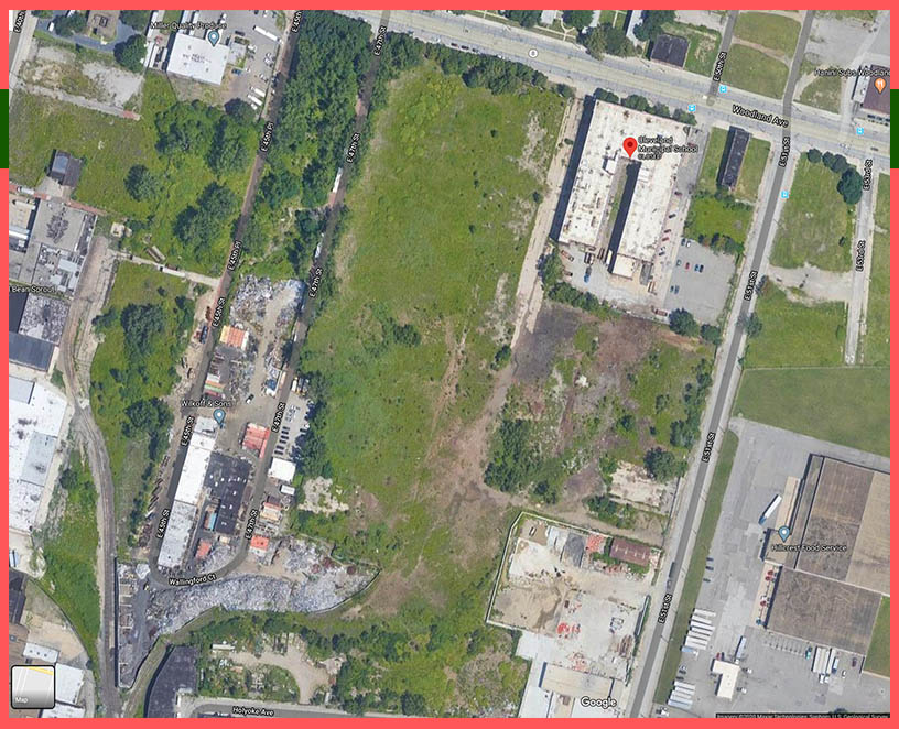 Google Maps satellite image of former location of Cleveland's Jewish Orphan Asylum