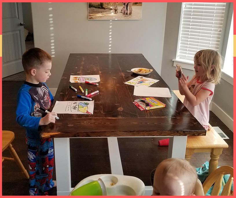 Handmade farm table and future family heirloom by Tyler Harman