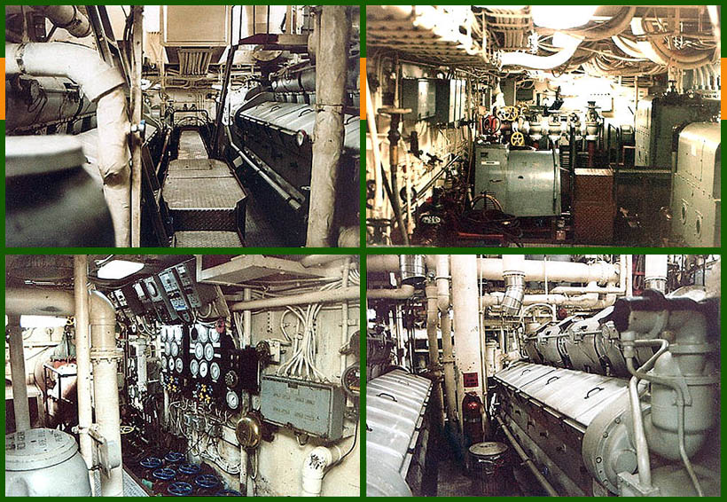 Engine room of the WW2-era submarine tender USS Proteus