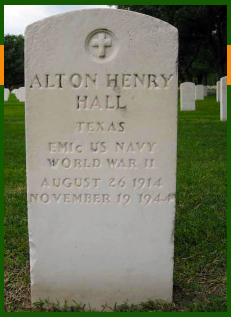 Headstone for Alton Henry Hall at Fort Sam Houston National Cemetery in San Antonio