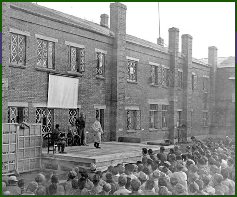 American POWs at Hoten POW Camp near Mukden city in Manchuria China during WW2 in the Pacific