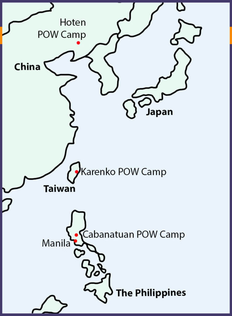 POW camps where Col Napoleon Boudreau stayed during WW2 in the Pacific