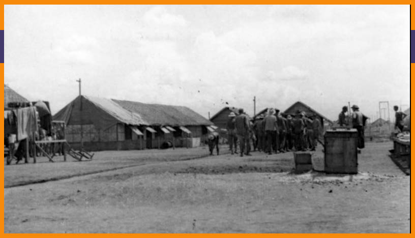 POWs marching at Cabanatuan POW Camp during WW2 in The Philippines